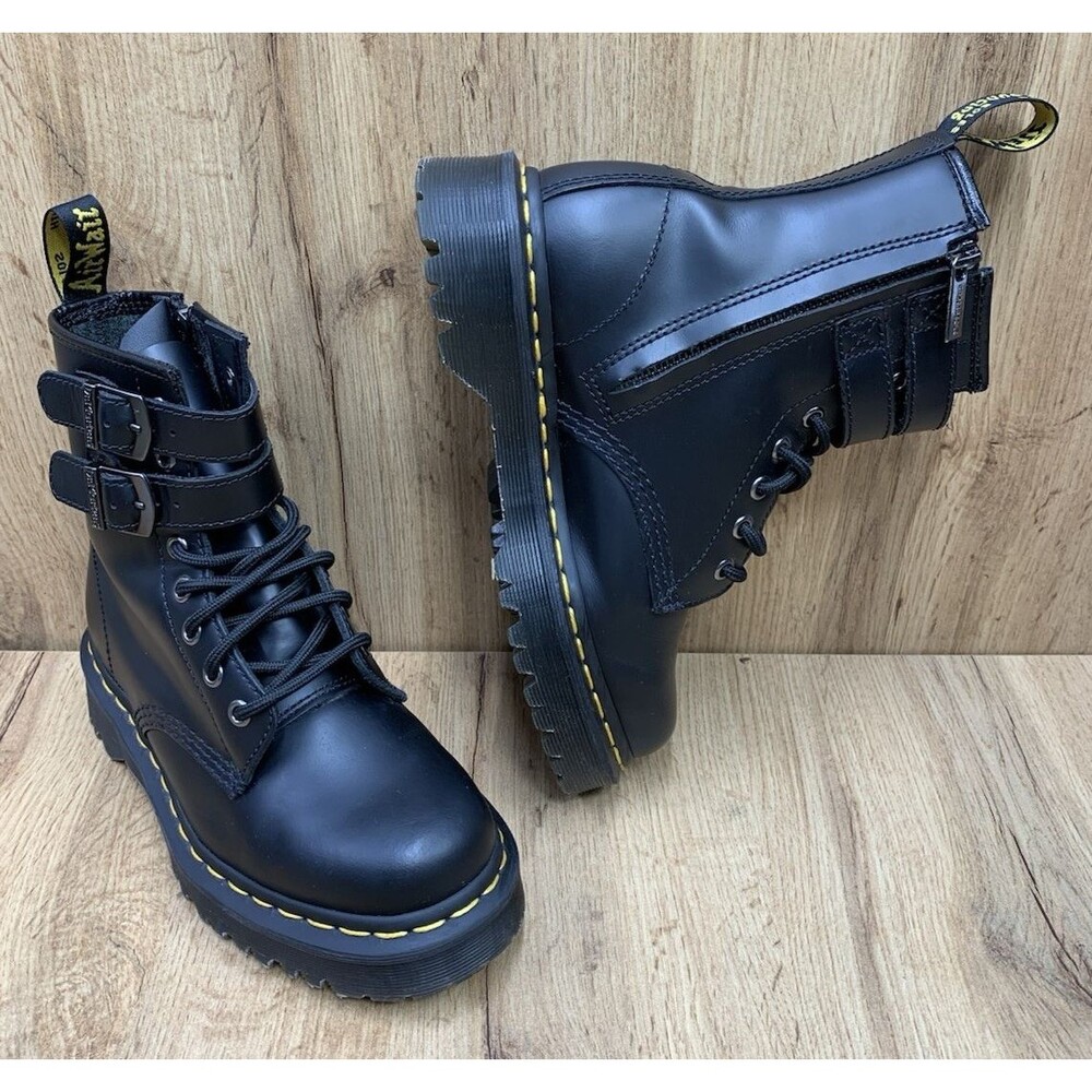 Dr. Martens 1460 ALT Women's 6 Black Leather Double Buckle Zip Boots 24633001